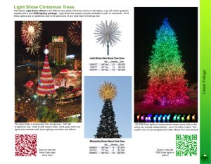 RGB Light show technology Christmas trees catalog page