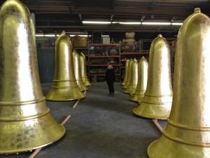 Giant Size Bell Ornaments in Gold Leaf