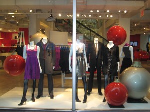 Red Painted Ball Ornaments - DKNY Window
