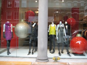 Painted Ball Ornaments - DKNY Window