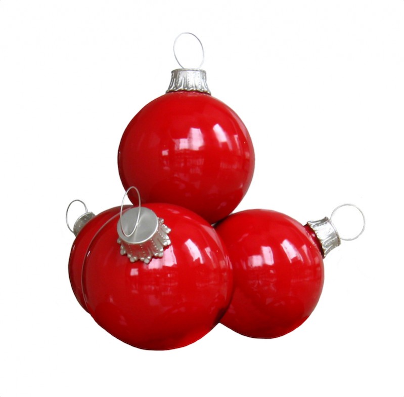 painted 4 ball stack red christmas ball ornaments