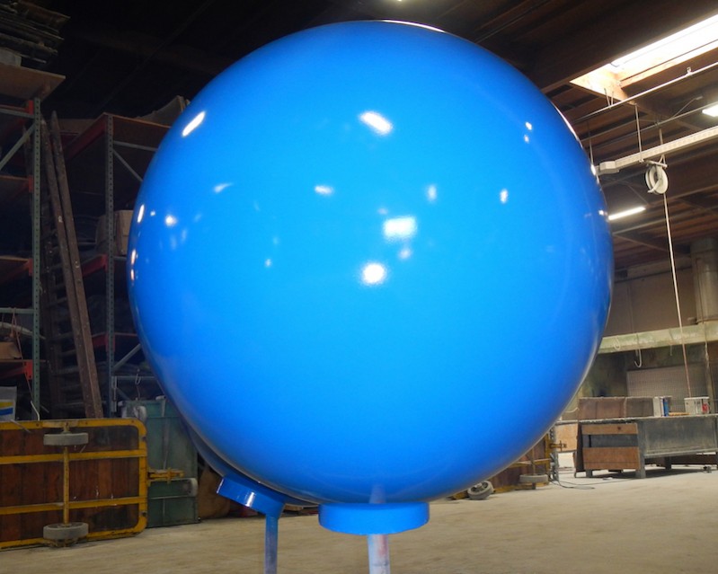 painted blue ball giant christmas ornament