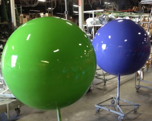 painted christmas giant ball ornaments green and purple