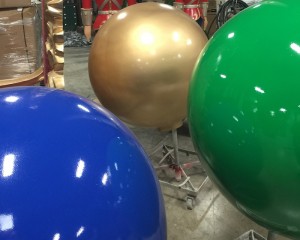 three painted giant christmas ball ornaments decoration