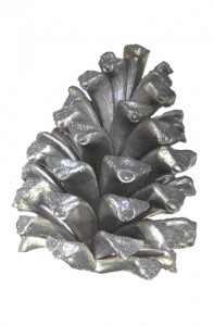 28 inch silver pinecone with silver glitter tips