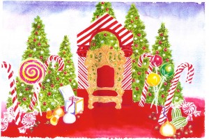Giant Santa Throne artwork candy land santa claus set