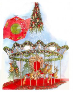 Giant Santa Throne artwork carousel santa claus set