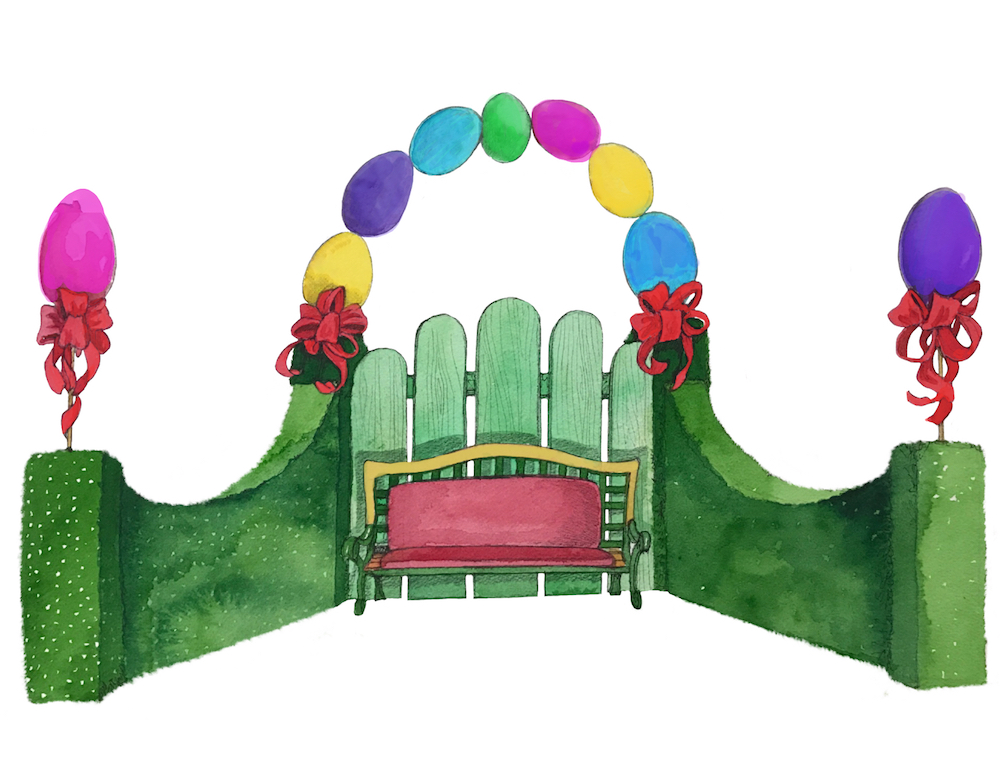 Easter Egg Archway with seat and backdrop