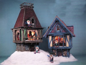 Animated Elf Houses with 18" tall mini elves