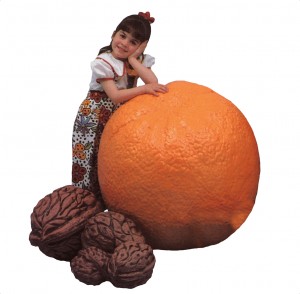 giant fiberglass orange and walnut props