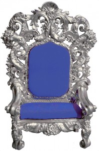 giant two seater throne for santa blue and silver