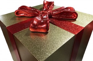 giant gift boxes gold gift box red glitter bow
