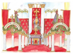 Giant Santa Throne artwork column architecture santa claus set