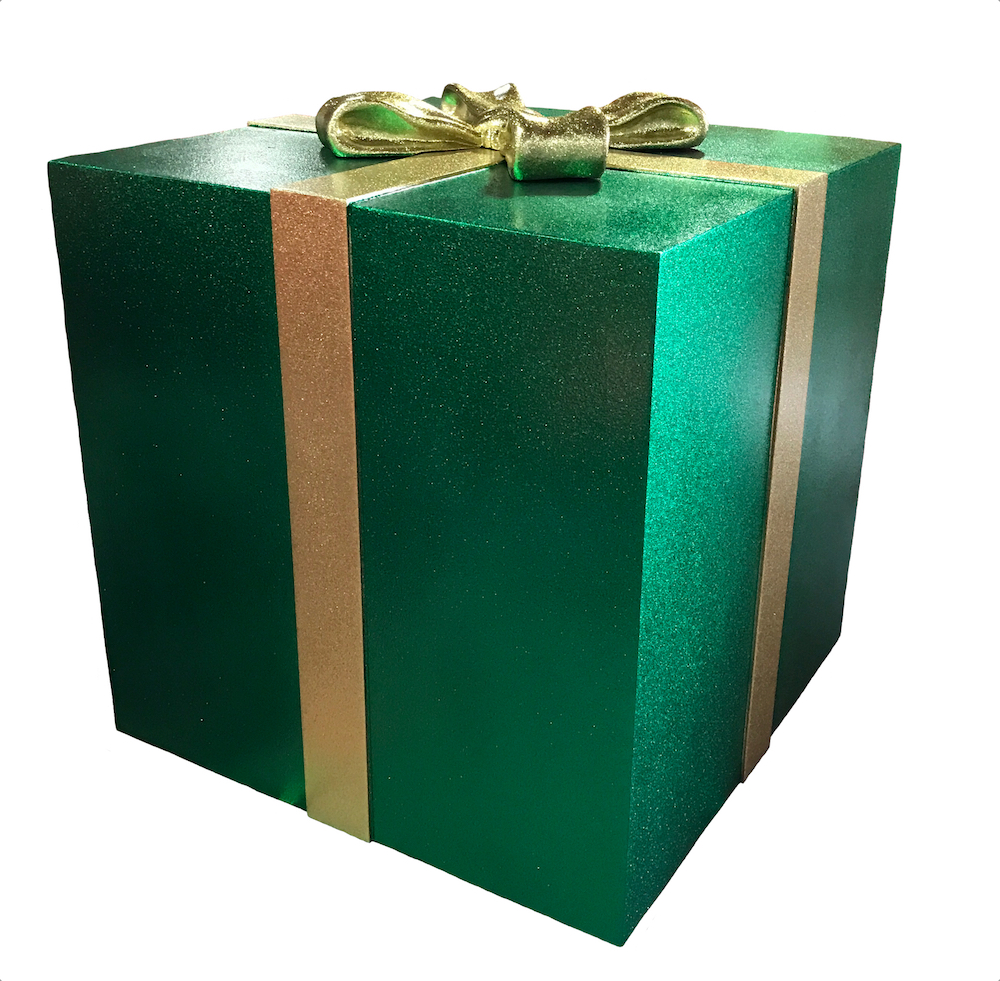 giant gift boxes green glittered gift box with bow