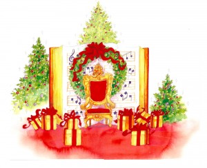 small Santa Throne artwork santa claus set