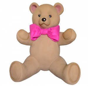 sculpted giant teddy bear with pink bow