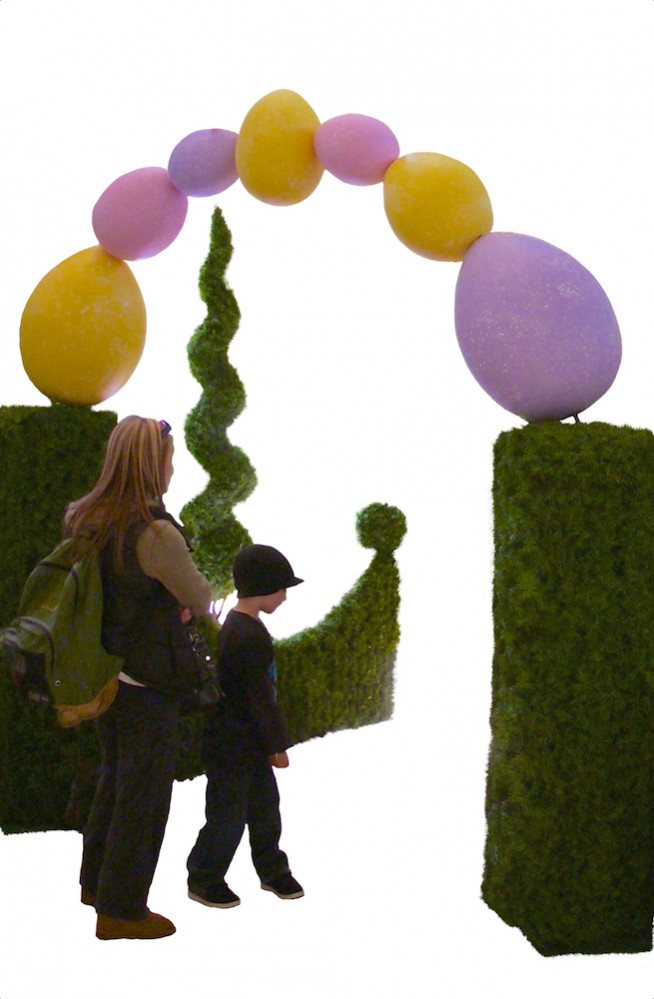 topiary and easter egg archway