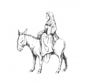 nativity donkey with woman rider