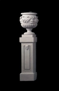 ribbon urn on italian pedestal