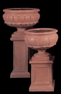 square pedestals and english urns