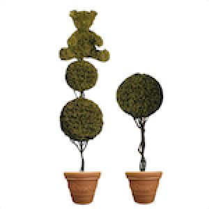 animal topped topiary trees and shapes