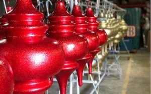 giant fiberglass finial ornaments in factory glitter finish