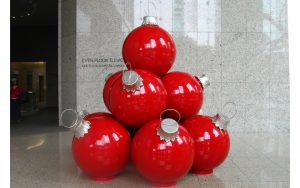 giant painted red ball ornament stack