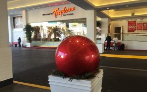 Tropicana driveway Las vegas Nevada giant red ball ornament