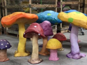 Barrango fiberglass magical mushrooms and toadstools