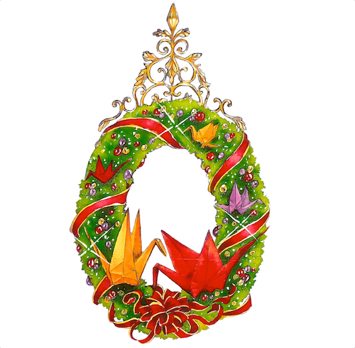 oval pendant wreath Christmas foliage with filigree option