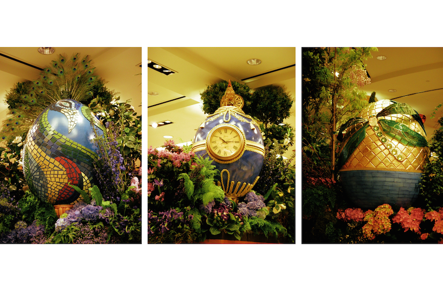 Giant Faberge Easter eggs on pedestals by Barrango