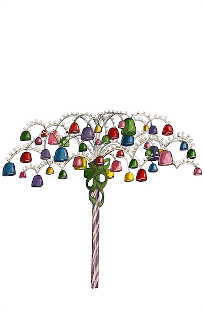 Lighted gum drop tree candy cane tree