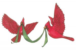 cardinal birds in flight artwork