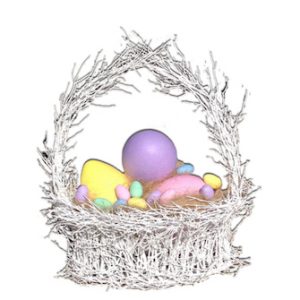 small oval shaped manzanita easter basket with 14 inch eggs