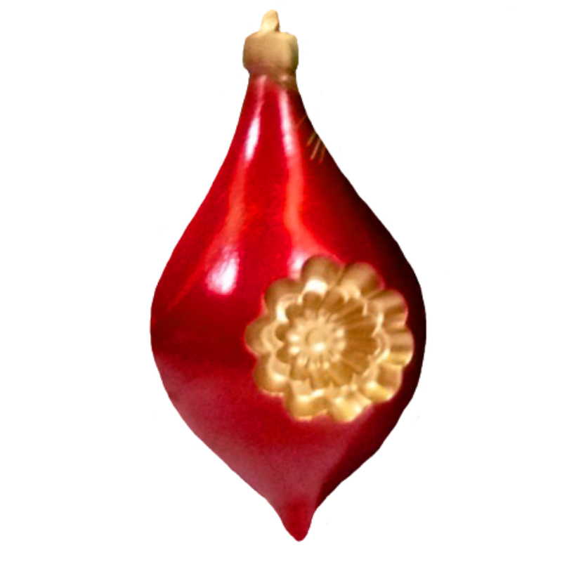 Red Painted Tear Drop Finial Ornament