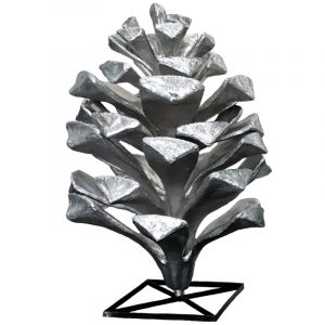 giant pine cone 4 foot tall silver with silver glitter tips