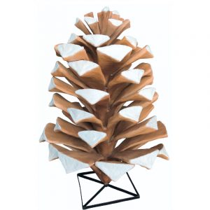 giant pine cone 5 foot tall natural with snow white glitter tips