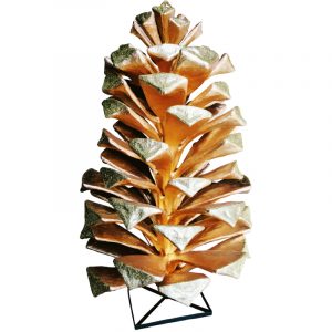 giant pine cone 6 foot tall natural with gold glitter tips