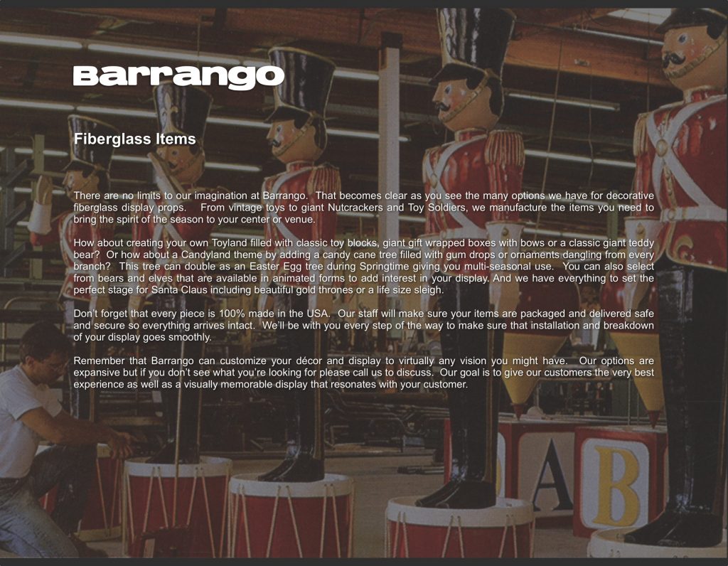 Giant Display Props Fiberglass Display items Barrango, MFG