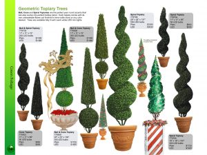 Geometric topiary trees catalog page