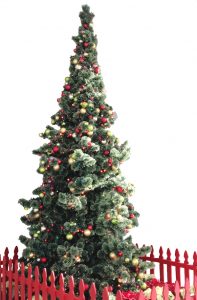 Log Needle Pine or bottle brush style Christmas tree in mall
