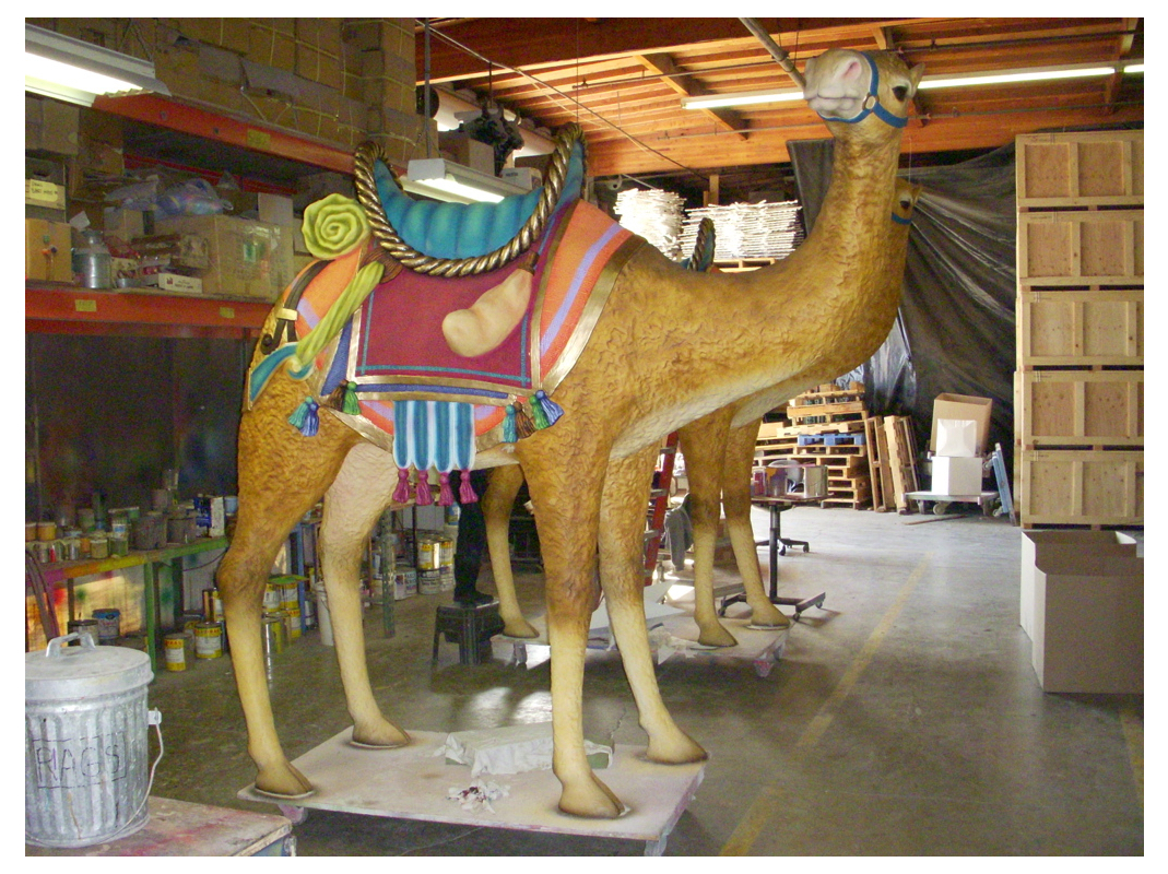 Giant camels painted in factory