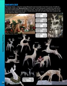 Barrango Catalog page 26 life-size 6 foot manzanita deer with led lights
