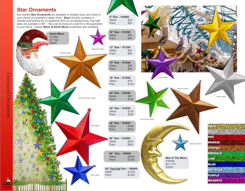 Giant Star ornaments catalog page Barrango