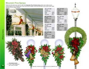 Mountain pine Christmas door sprays catalog page