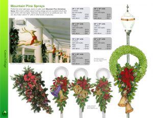 Mountain pine Christmas door sprays catalog page