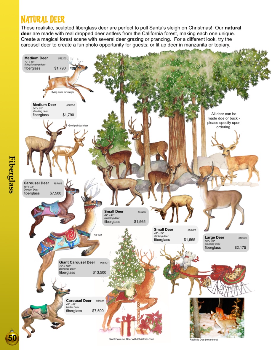 50-deer Barrango Catalog page 52 fiberglass sculpted realistic deer and carousel deer