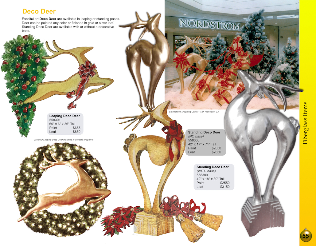 standing and Leaping Deco Deer Catalog page