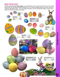 Barrango Catalog page 57 giant fiberglass Easter Eggs for Springtime