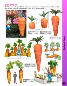 Barrango Catalog page 61 giant fiberglass Carrots for Springtime